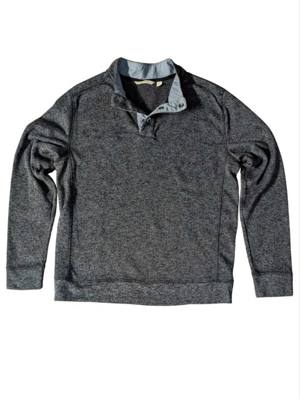 Paradise Collection Sweater Sweatshirt Marled Gray 3 Button Mock Neck Medium